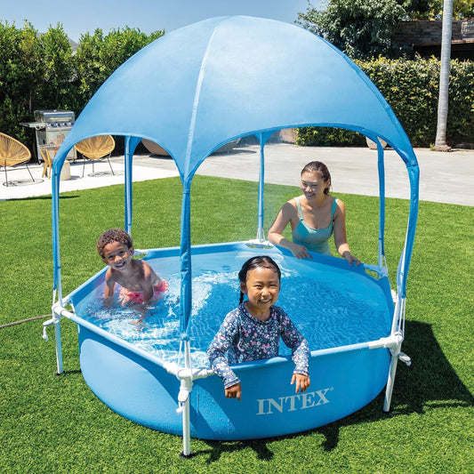 Piscina rotunda cu cadru meltalic si parasolar Canopy Intex 28290NP, D183xH38 cm - 2