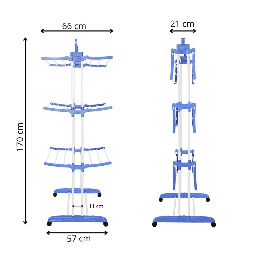 Uscator vertical pentru rufe, mobil si pliabil, cu doua umerase, 75x57x170cm, sarcina 15kg