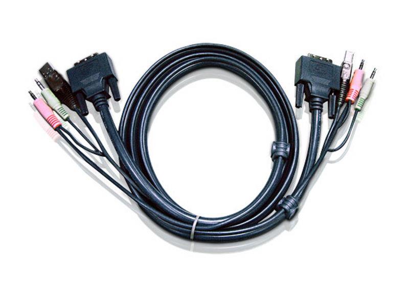 CABLU KVM ATEN cablu 3 in 1, conector tip USB (T) | 3.5 mm Jack (T) x 2 | DVI-D (T), "2L-7D05U"