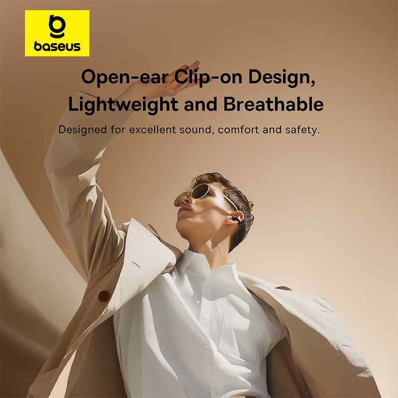 CASTI Baseus Bass 15 Clip Open-Ear TWS, pt smartphone, wireless, bluetooth 5.4, dual-mic pe casca, 7 ore durata baterie, negru "A00079500113-00" (timbru verde 0.18 lei) - 6932172674335