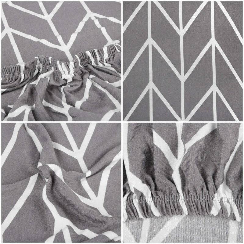 Husa universala pentru scaun, marime universala, poliester si spandex, 45 x 60 cm, gri dungi