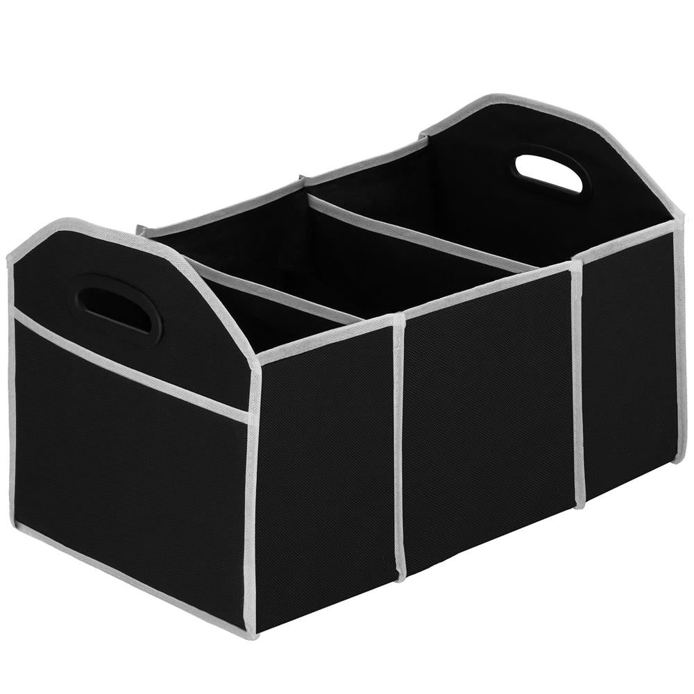 Organizator dulap Sersimo tip lada, 3 compartimente, textil, negru
