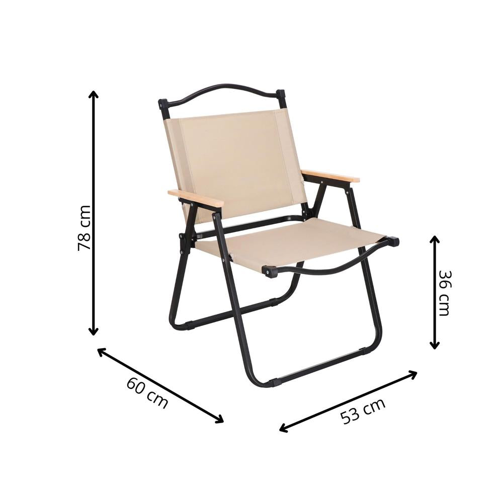 Scaun metalic plabil pentru gradina, camping sau plaja, 78x53x60cm, bej