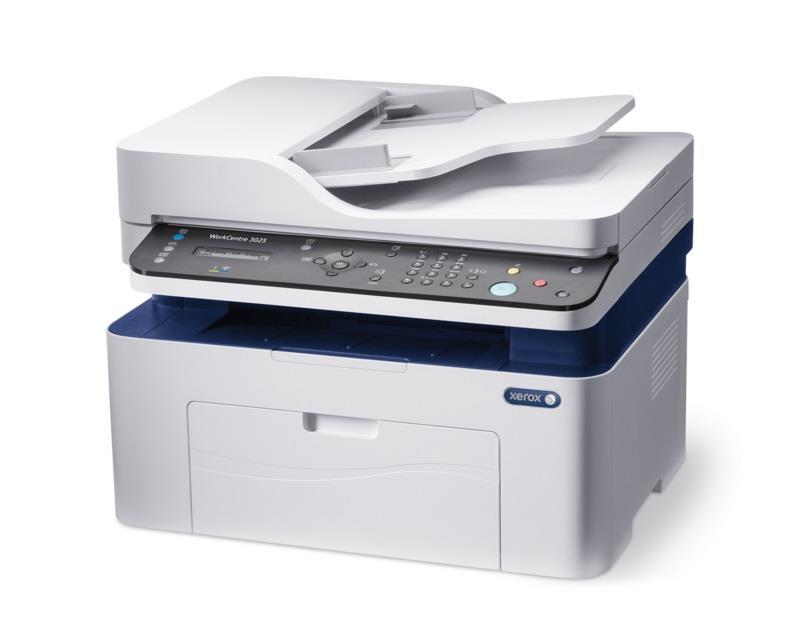 Multifunctional Laser Mono XEROX Workcentre 3025, A4, Functii: Impr.|Scan.|Cop.|Fax, Viteza de Printare Monocrom: 20ppm, Conectiv:USB|Ret|WiFi, Duplex:Nu, ADF:ADF "3025V_NI"