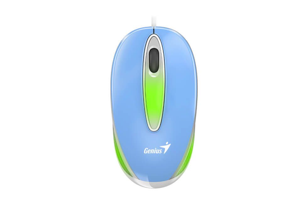 MOUSE Genius, "DX-Mini", PC sau NB, cu fir, USB, optic, 1000 dpi, butoane/scroll 3/1, LED, albastru, "31010025406"