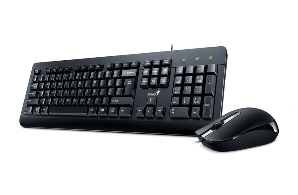 KIT wired GENIUS USB, tastatura 104 taste (concave) + mouse optic 1000dpi, 3 butoane, black, "KM-160" "31330001413"