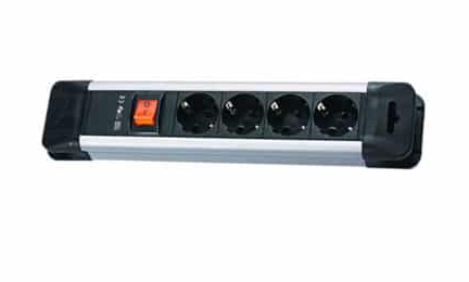 PRELUNGITOR Bachmann, Schuko x 4, conectare prin Schuko (T), cablu 2 m, protectie copii, negru | argintiu, "330.100R"
