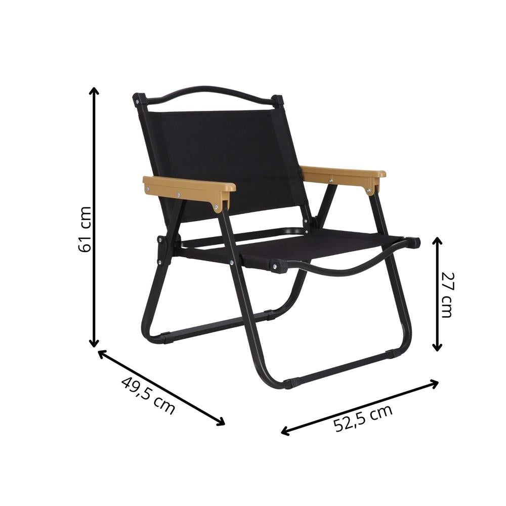 Scaun metalic plabil pentru gradina, camping sau plaja, 50x53x61cm, negru