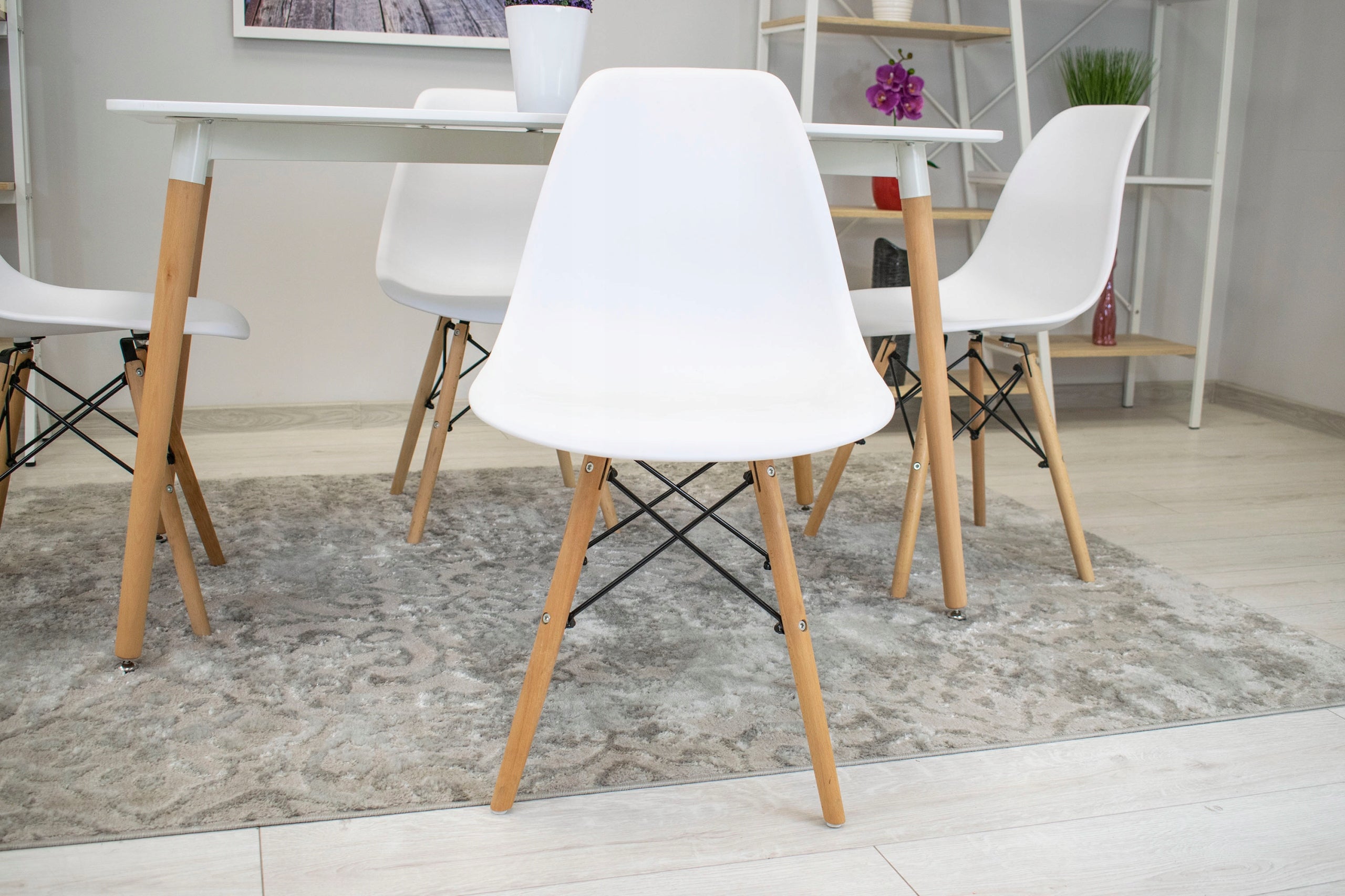 Scaun dining Scandinav pentru bucatarie, 38x42x82cm, alb