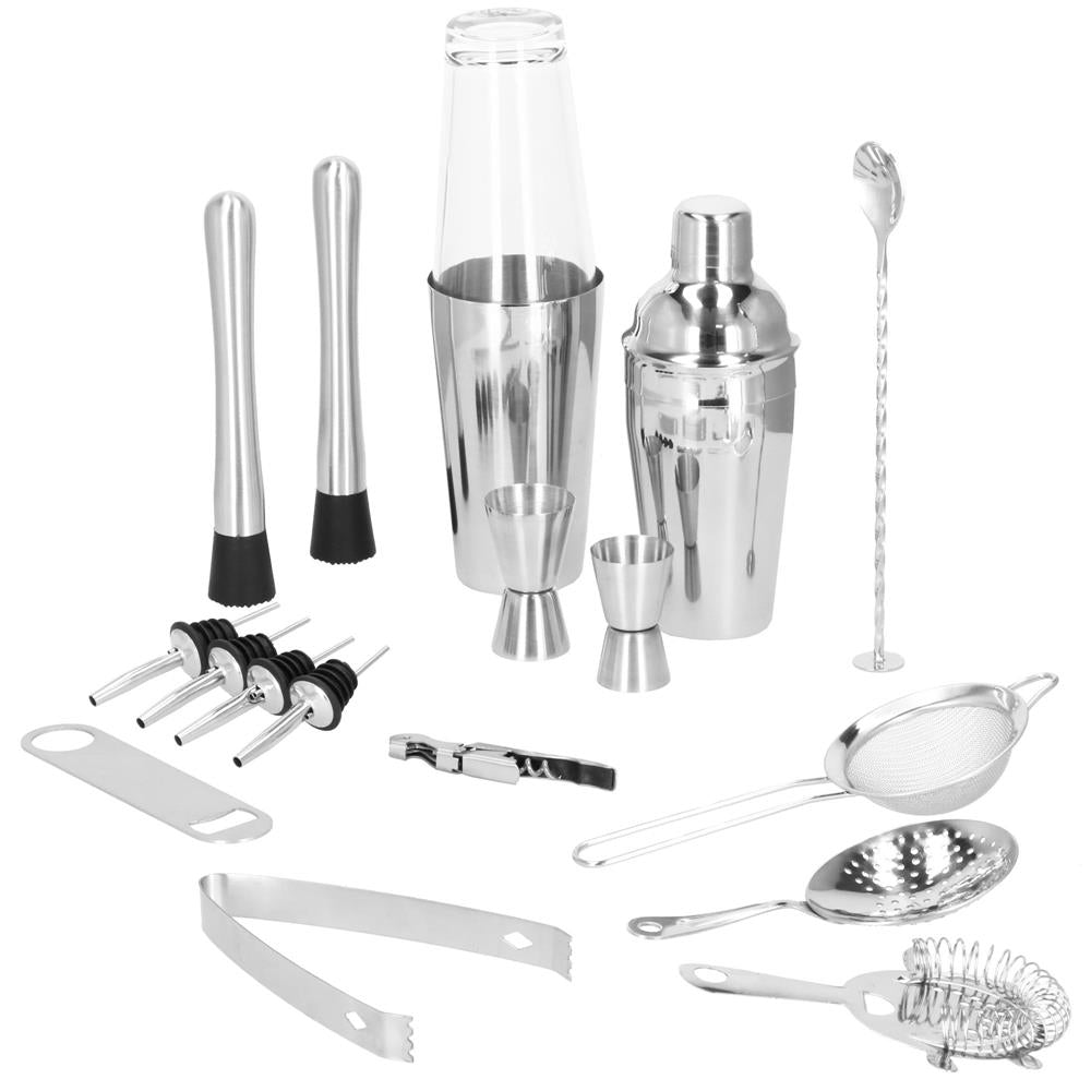 Set Cocktail Shaker Kit pentru barmani 700ml, KI18, 18 piese