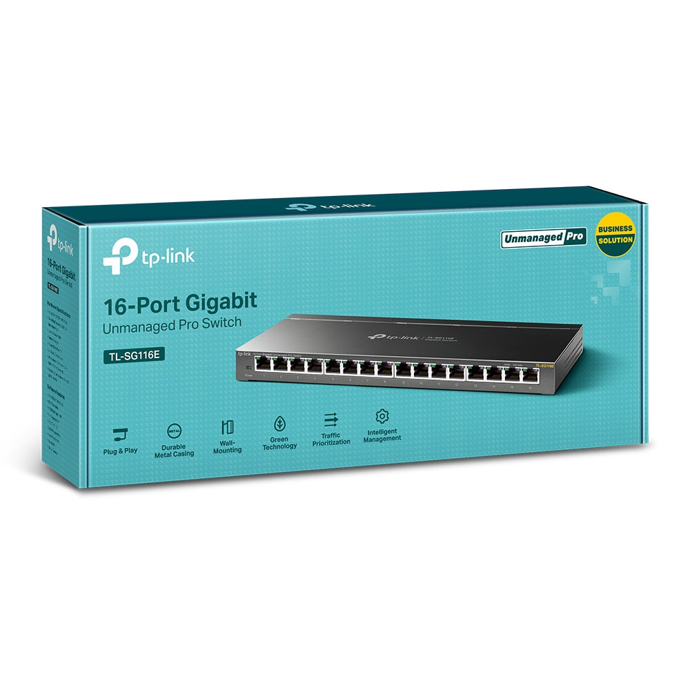 SWITCH TP-LINK 16 porturi Gigabit. carcasa metalica "TL-SG116E"
