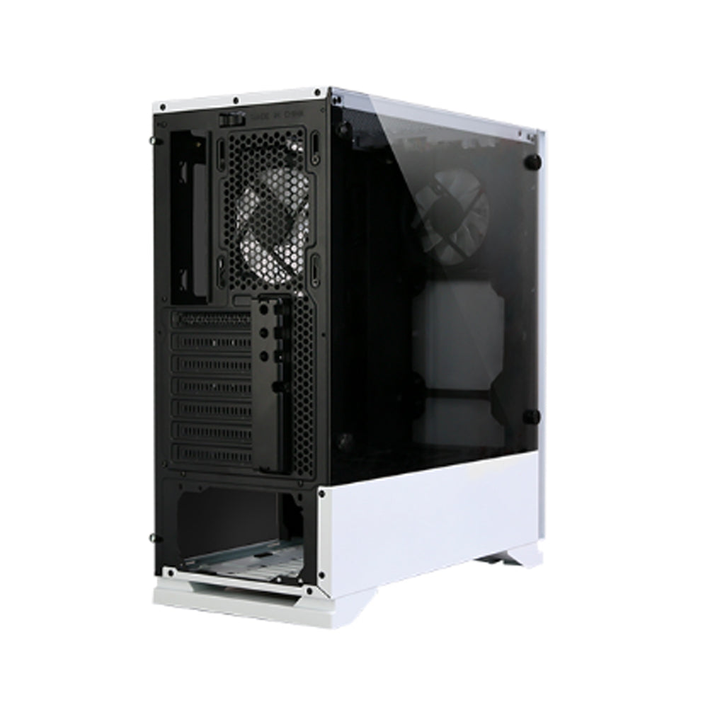 CARCASA Zalman "S5", middle tower, gaming, fara sursa, suporta 8xfan, 2xfan inclus, PSU shroud, USB 3.1 gen1 x 1, USB 2.0 x 2, audio+mic, 7 sloturi expansiune, alb, "S5 WHITE"