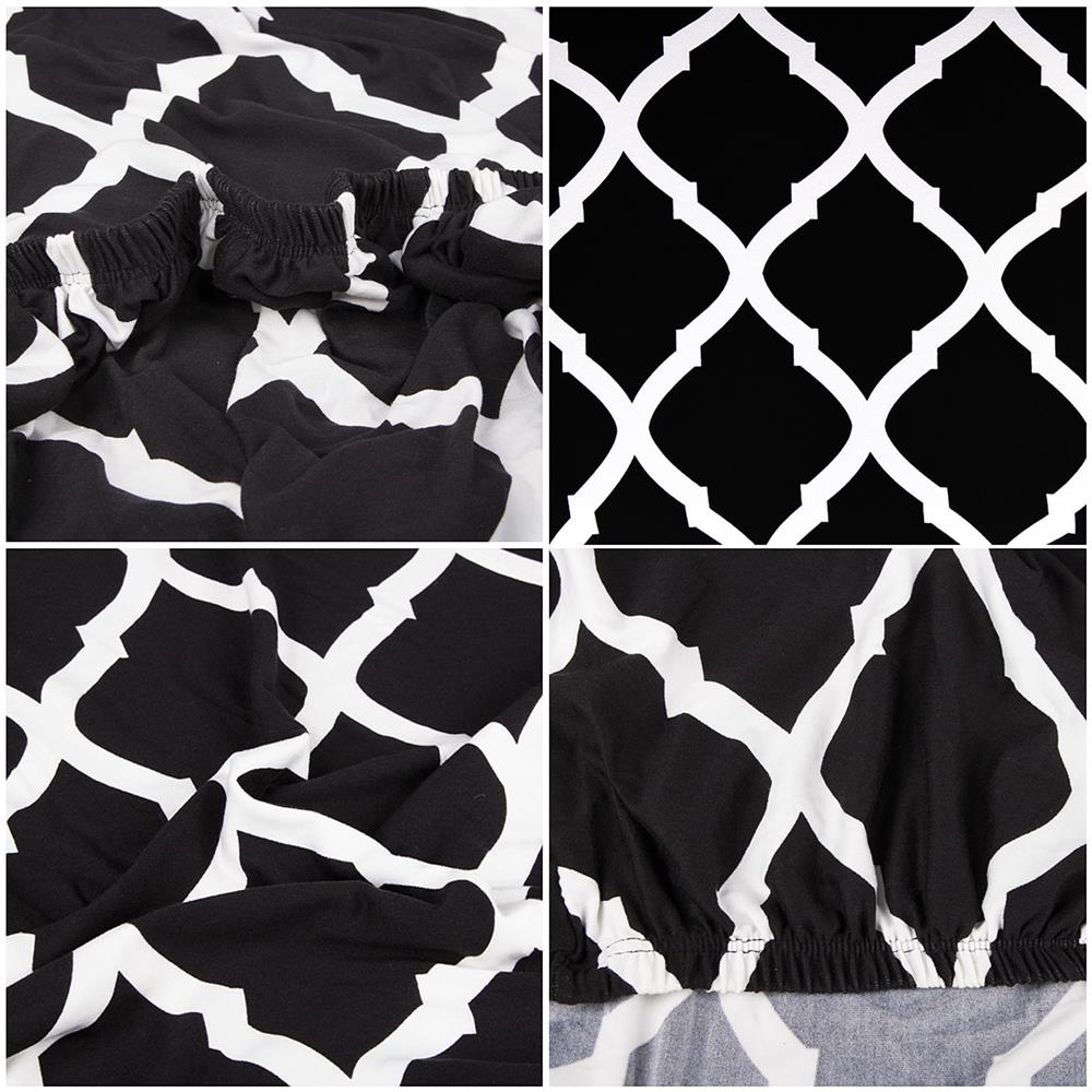 Husa universala pentru scaun, marime universala, poliester si spandex, 45 x 60 cm, negru alb