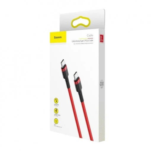 CABLU alimentare si date Baseus Cafule, Fast Charging Data Cable pt. smartphone, USB Type-C la USB Type-C 3A / 60W, braided, 2m, rosu "CATKLF-H09" - 6953156285224