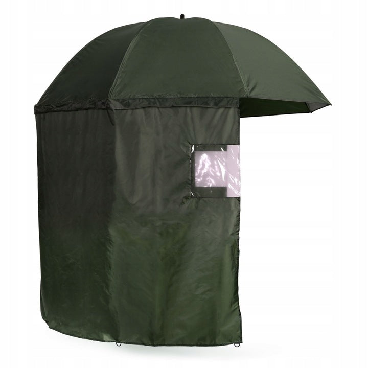 Umbrela pescuit 200x220 cm, cu perete lateral detasabil si ferestre, reglabil pe inaltime si unghi, otel si Oxford impermeabil, verde
