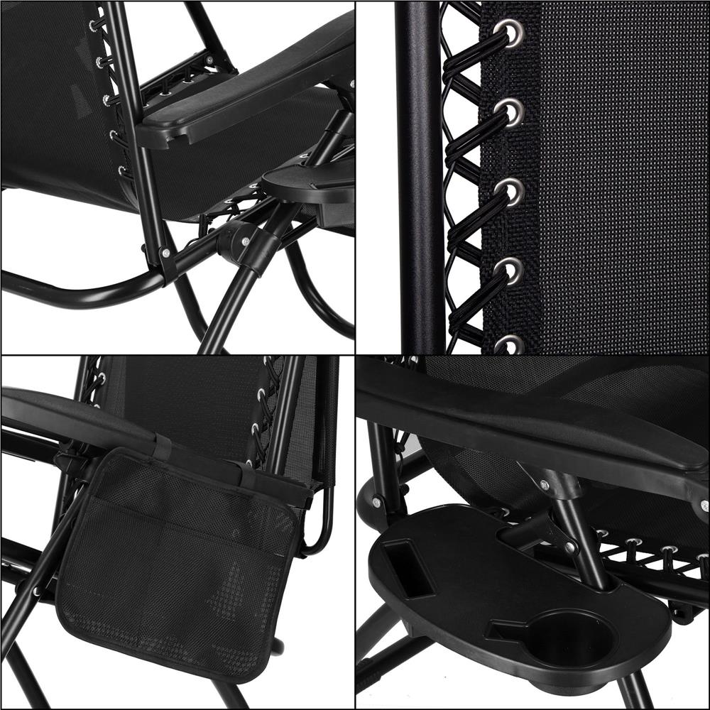 Sezlong pliabil SERSIMO GC3, Relax Zero Gravity cu parasolar, 175cm, negru