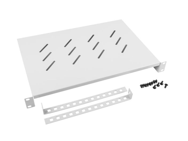 Poliță fixă 483x300 MM, max. 25 KG, gri (Poliță fixă 19" 1U / 483x300 MM)