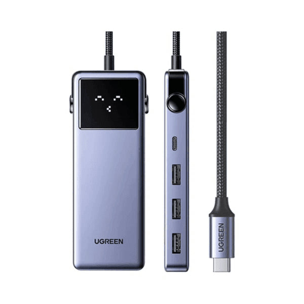 DOCKING Station Ugreen, "CM511" conectare PC USB Type-C, USB 3.0 x 3|HDMI x 1/4K/60Hz|RJ-45 Gigabit x 1|USB Type C x 1 PD 100W, aluminiu, gri "45155"