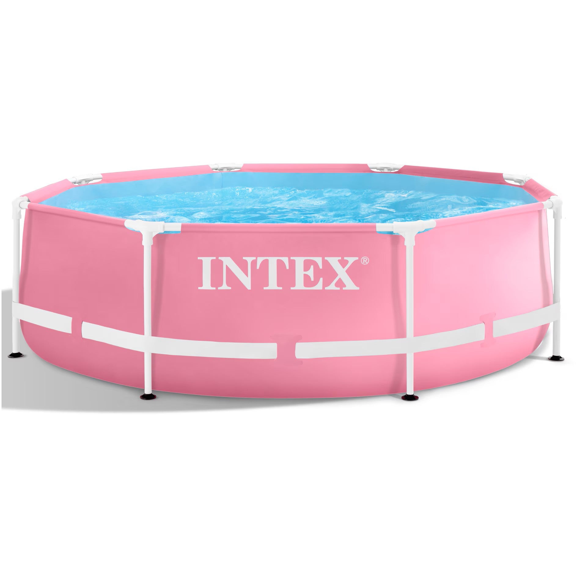 Piscina rotunda cu cadru metalic Pink Metal Frame Intex 28290NP, 244x76 cm