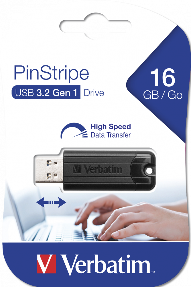 MEMORIE USB VERBATIM PINSTRIPE 16GB NEGRU USB 3.0"49316"