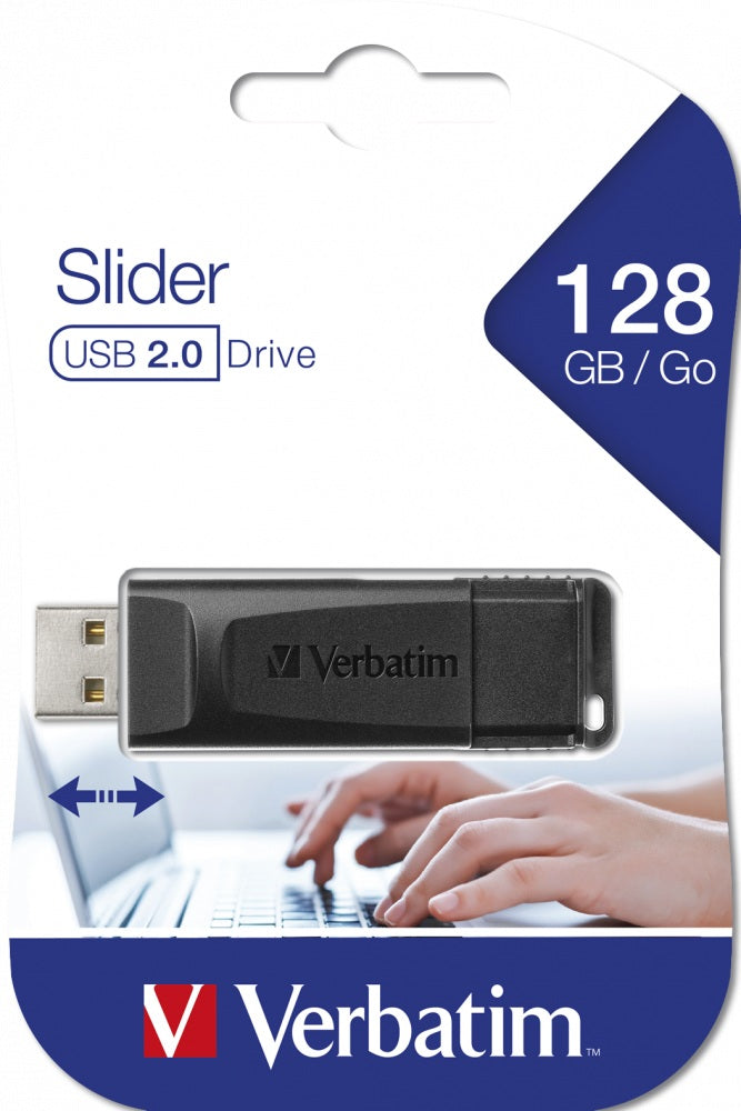 MEMORIE USB VERBATIM SLIDER, USB 2.0, 128GB BLK, "49328"