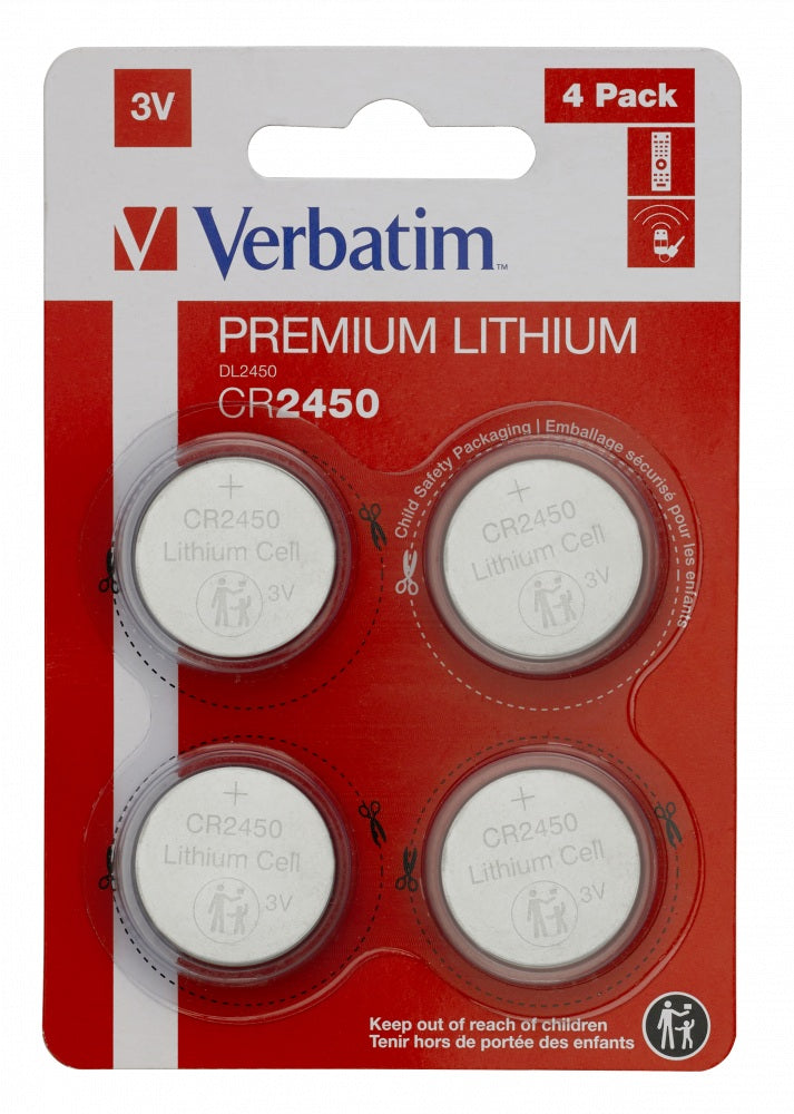 BATERIE VERBATIM, butoni (CR2450), 3V litiu, 4 buc., "49535"