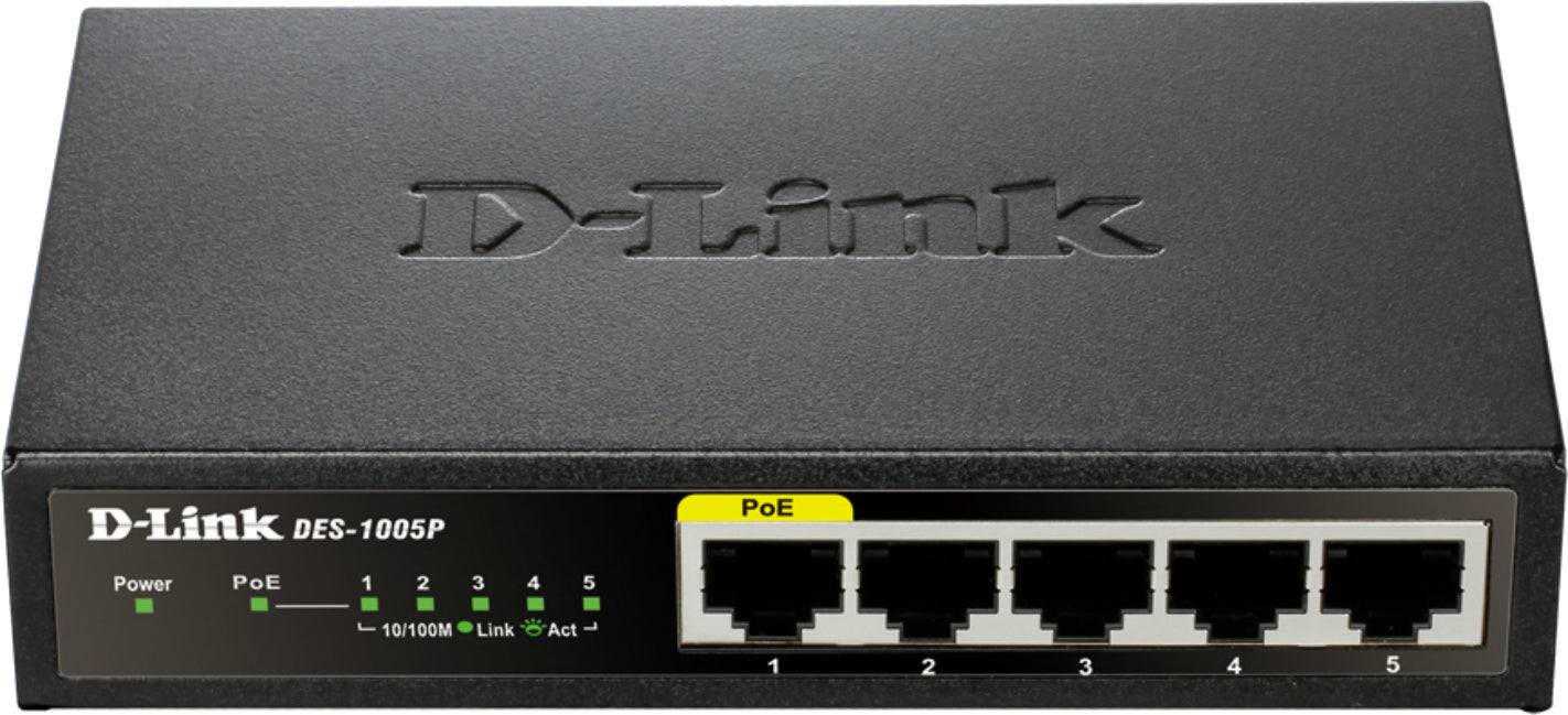 SWITCH PoE D-LINK 5 porturi 10/100Mbps (1 PoE), IEEE 802.3af, carcasa metalica, "DES-1005P"