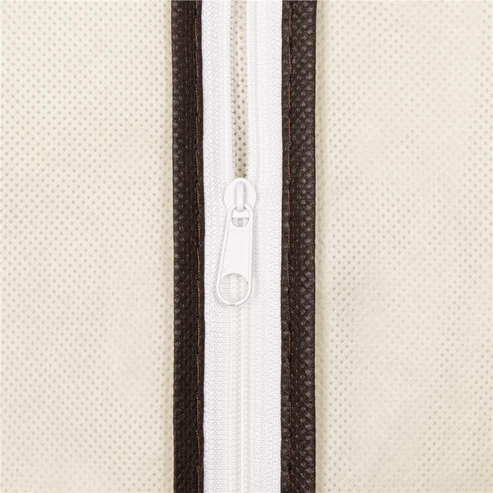 Set 5 huse transport haine, pe umeras, impermeabila cu fereastra, crem, 60x130 cm