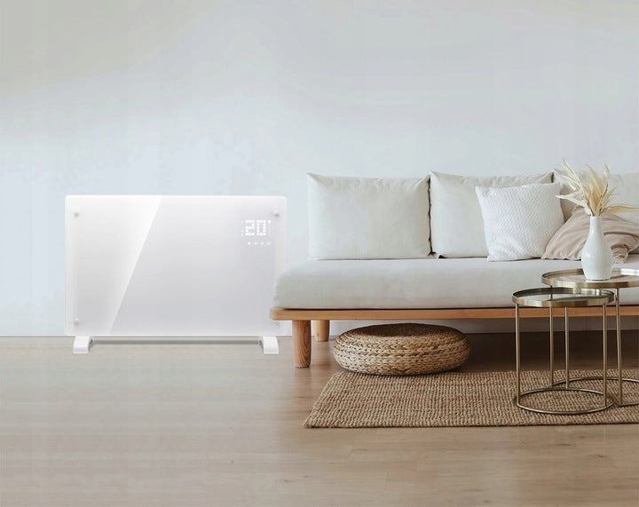 Panou de incalzire din sticla, 2500W, 3 trepte, cu termostat si telecomanda, timer, dispay LED, WiFi, alb