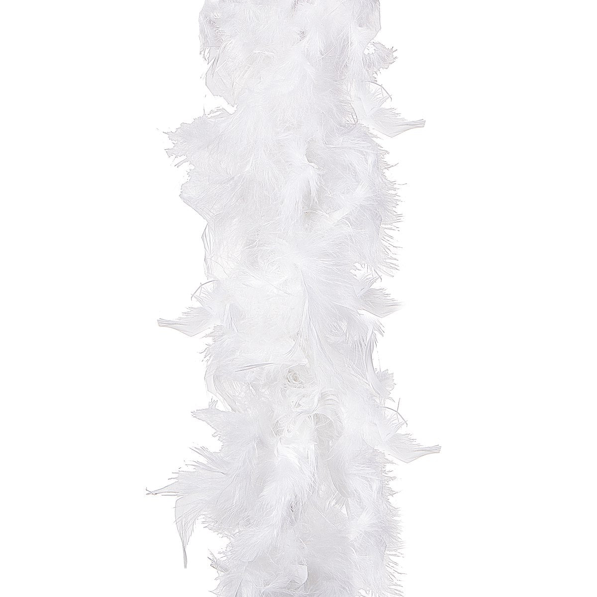 Ghirlanda pentru decor sau bradul de Craciun, model puf si pene, alba, 180cm