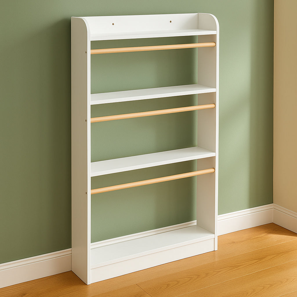 Biblioteca copii Atmosphera Classic, 4 rafturi, MDF si lemn de pin, 55x112 cm, alb