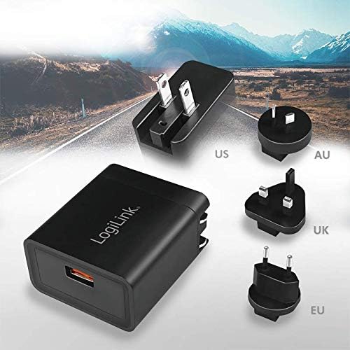 ALIMENTATOR retea 220V LOGILINK, universal, 1 x USB-A, maxim 3A (5V), 18W (12V/1.5A), adaptor US/AU/UK/EU, suport OCP/OVP/OHP/SCP, negru, "PA0188"