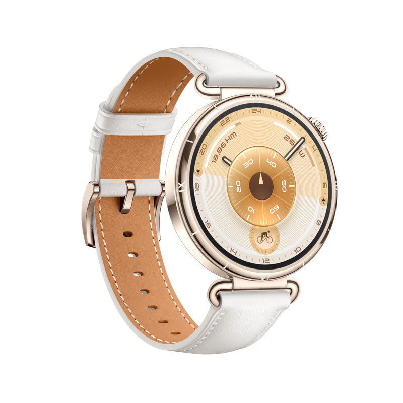 Smartwatch Watch GT 6, 41MM, Gold Stainless Steel Case, White Composite Leather Strap "55020FTN"