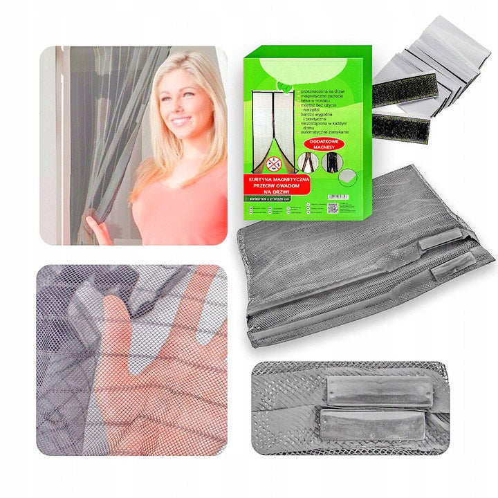 Plasa anti-insecte, cu inchidere magnetica, latime 80-100cm, inaltime 210-220cm, gri
