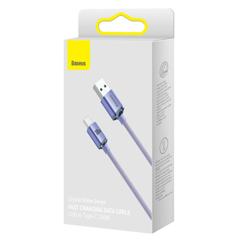 CABLU alimentare si date Baseus Crystal Shine, Fast Charging Data Cable pt. smartphone, USB la USB Type-C 100W, 1.2m, violet "CAJY000405" - 6932172602826