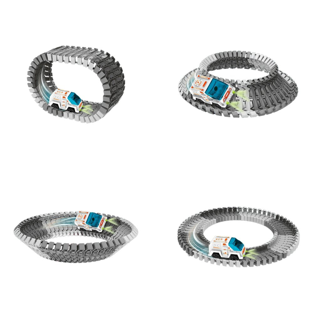 Set constructii traseu auto spatial pentru copii cu 205 piese, astronauti, vehicul electric si proiectie, 46x31x11 cm - 9