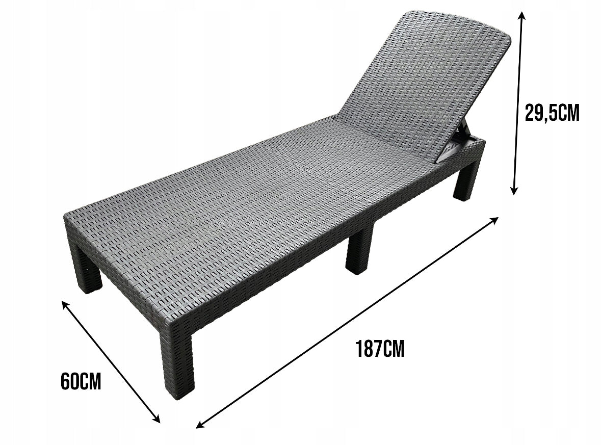 Sezlong pliabil tip valiza, 3 pozitii reglare, structura usoara pentru transport, 186x60x30 cm, gri