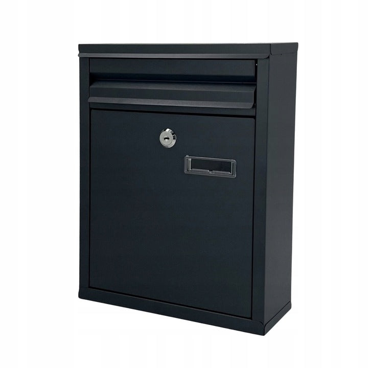 Cutie postala de exterior, pentru gard sau perete, din otel zincat, cu incuietoare, 32x8x25cm, gri inchis - 6