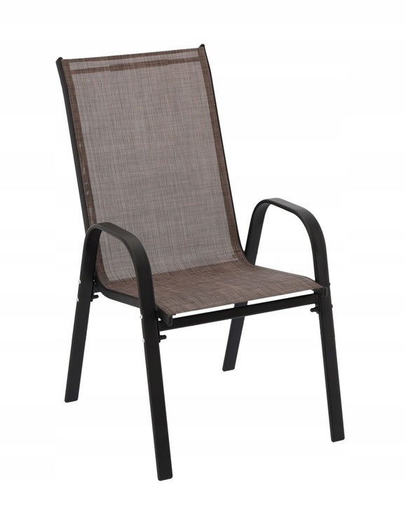 Set 2 scaune de gradina cu cadru metalic, stivuibile, 55x72x96cm, maro