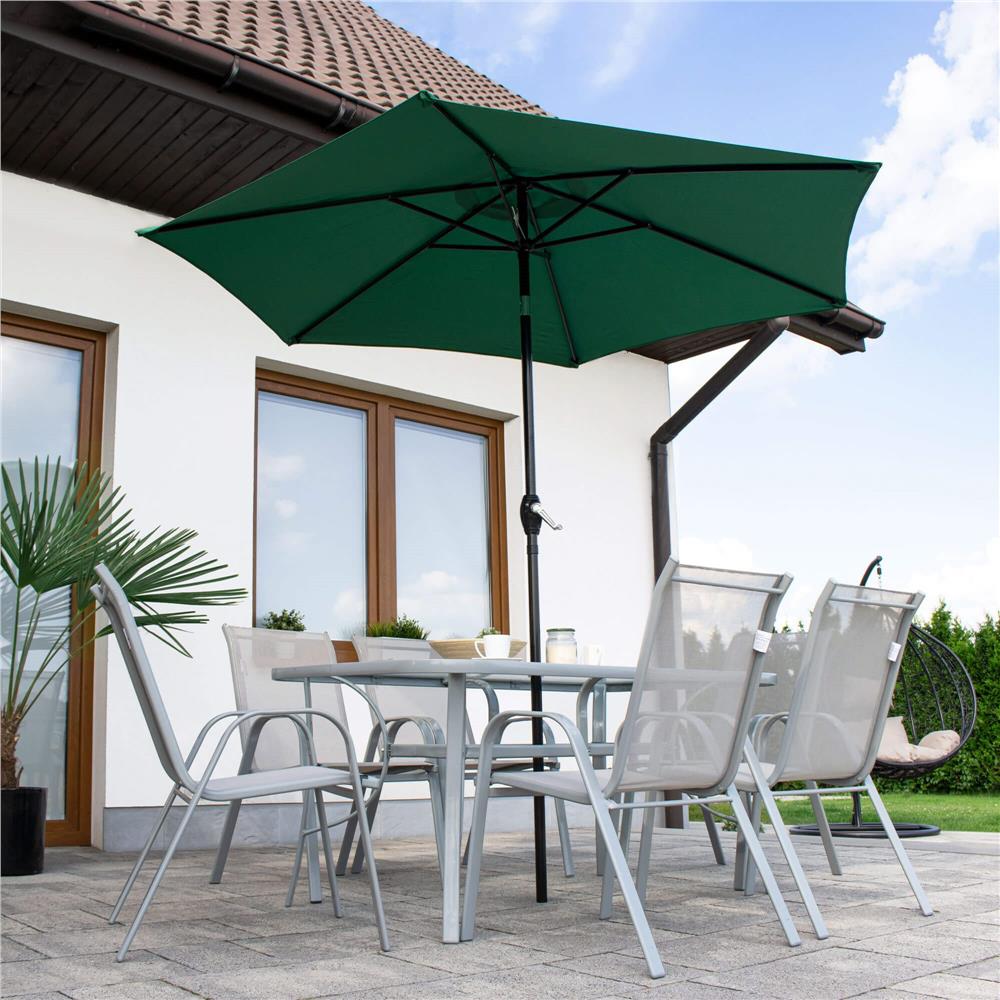 Umbrela terasa gradina, cu manivela si inclinare, diametru 250cm, Verde