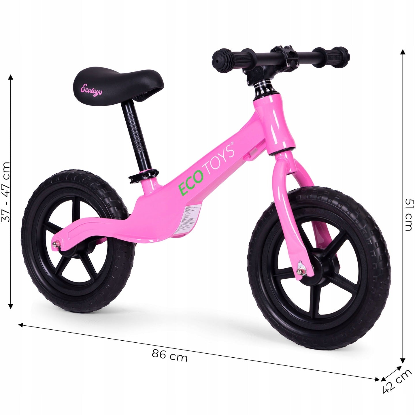 Bicicleta fara pedale pentru copii 86x47x51 cm, sa reglabila, cadru otel, roti EVA, roz