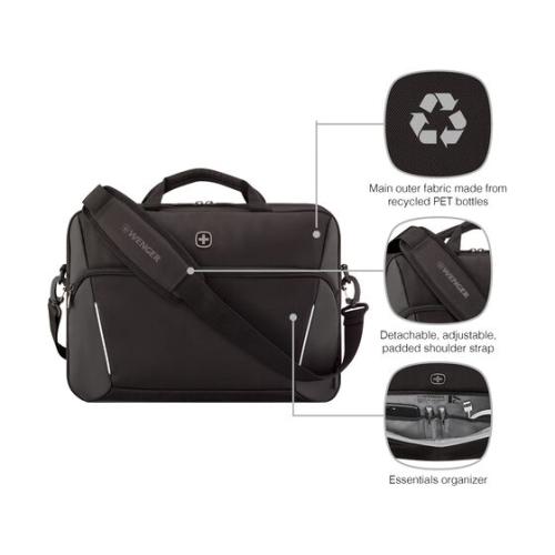 Wenger, XE Compact Brief 16, 16" Laptop Briefcase with Tablet Pocket, Black "653299"
