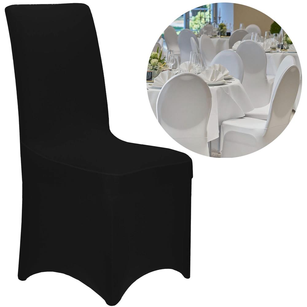 Set 4 huse pentru scaune de evenimente, marime universala, poliester si spandex, negru
