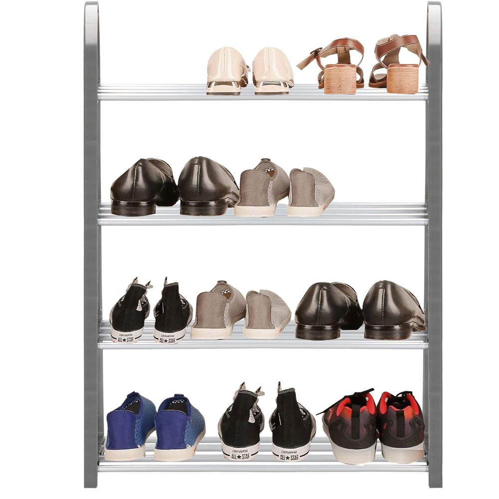 Pantofar PVC si metal, Sersimo cu 4 rafturi, 64x50cm, argintiu
