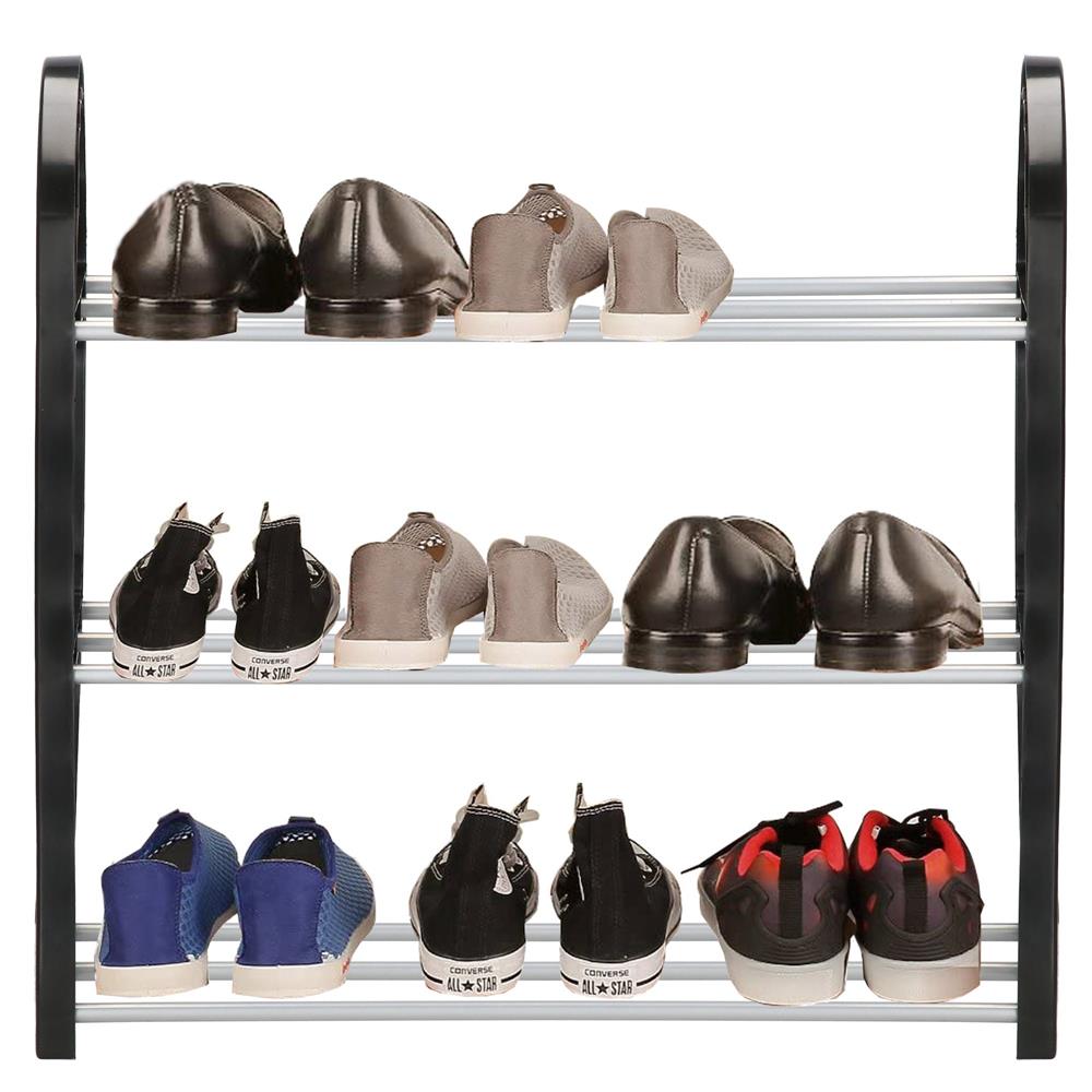 Pantofar PVC si metal, Sersimo cu 3 rafturi, 48x49cm, negru argintiu