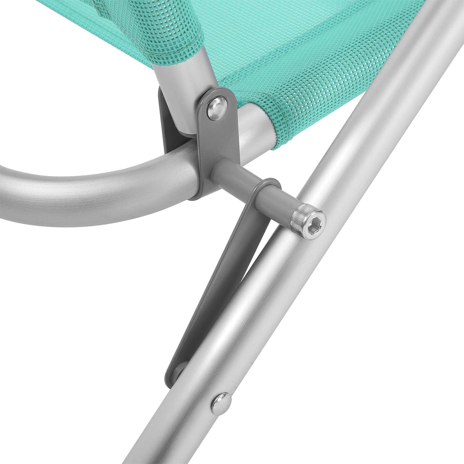 SONGMICS Scaun de plaja portabil cu spatar rabatabil in 4 pozitii, cu cotiere, maxim 150kg, verde