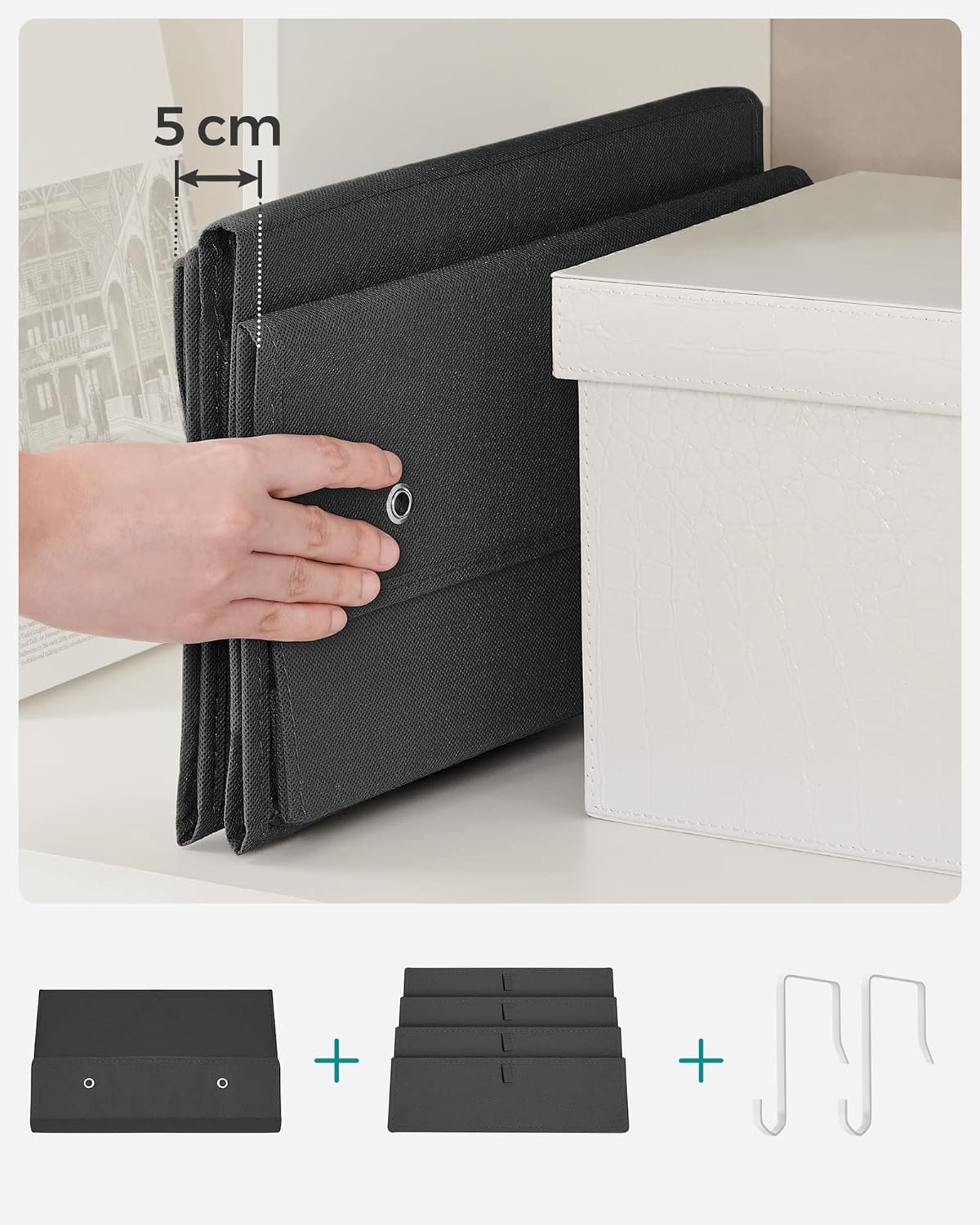 SONGMICS Organizator de depozitare pentru usa sau dulap, 4 buzunare, 12x34x100cm, negru