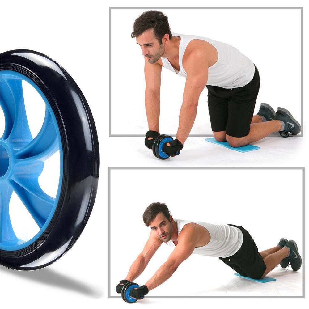 Aparat fitness tip roata pentru abdomene, negru albastru