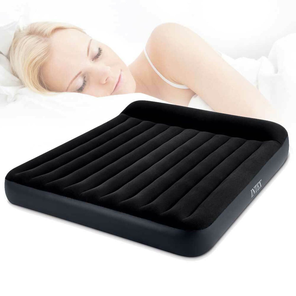 Saltea gonflabila Intex King Dura Beam, 203x183x25 cm, neagra