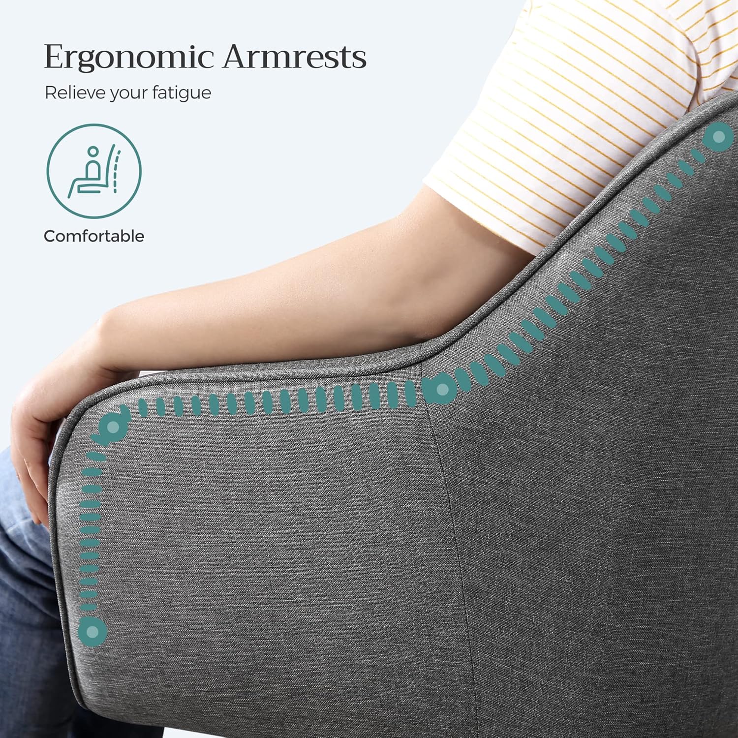 SONGMICS Scaun de birou ergonomic, inaltime reglabila, 65x69x(83-93) cm, gri - 7